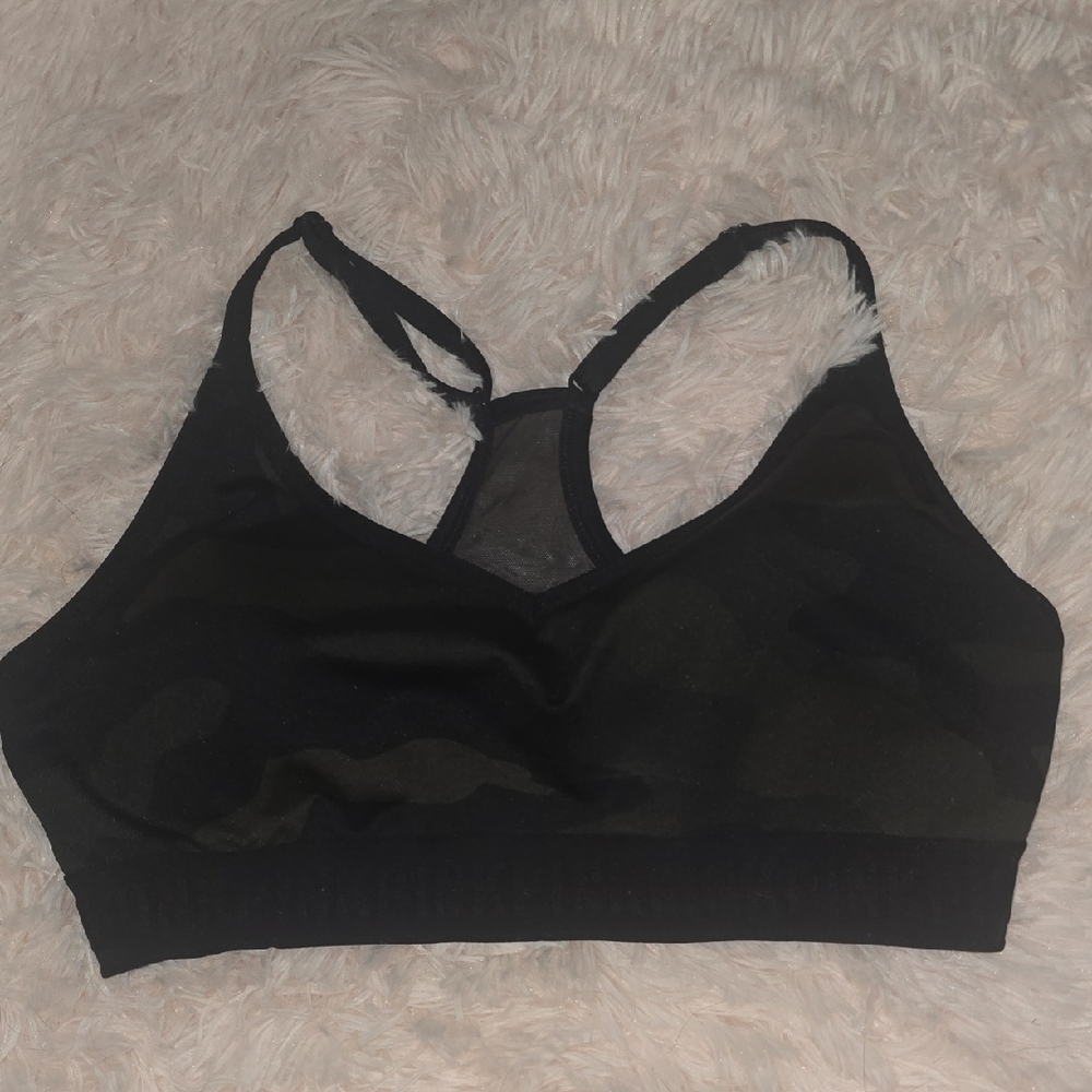 Women's Black Camouflage Sports Bra